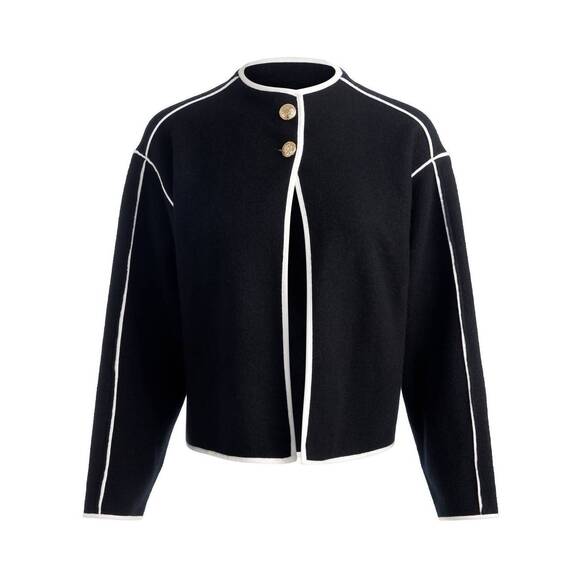 NEW ALICE + OLIVIA pearson sweater jacket in black/soft white - Picture 4 of 4